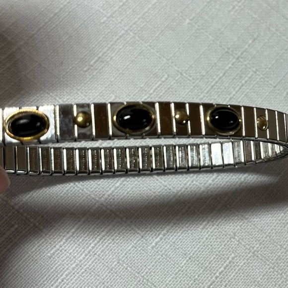 Manuel Zed Flexible Stretch Bracelet 18K Gold onyx Cabechons - Picture 4 of 7